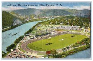 1952 Aerial View Wheeling Down And Ohio Wheeling West Virginia W. VA Postcard