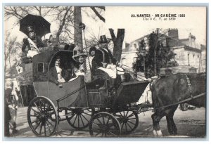 1925 Une 4 C. V. Horse Carriage Nantes-Mi-Careme France Vintage Posted Postcard