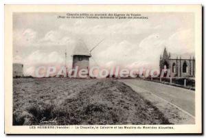 Old Postcard Les Herbiers (Vendee) The Mills Chapel of Mount Alouettes