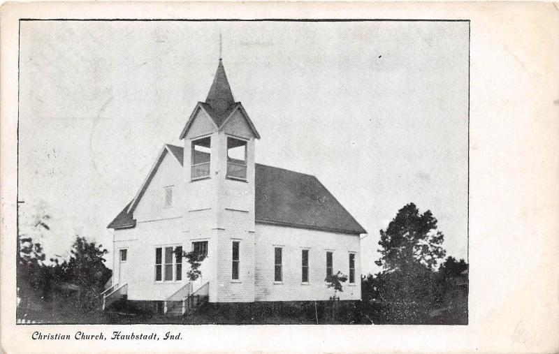 E40/ Houbstadt Indiana In Postcard 1913 Christian Church Building