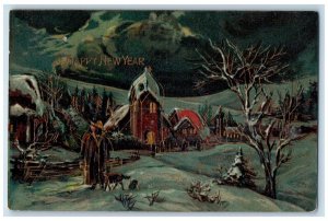 1907 New Year Winter House Snow Winter Embossed Hagerstown Maryland MD Postcard