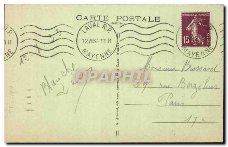 Laval Old Postcard Square walking and cathedral