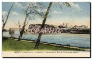 Old Postcard Avignon Ensemble Du Pont Benezet El Palais Des Papes taken from ...
