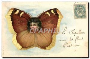 Old Postcard Fancy Butterfly Child