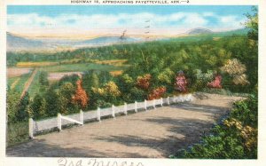 Vintage Postcard 1948 Highway Approaching Fayetteville Arkansas Pub EC Kropp Co.