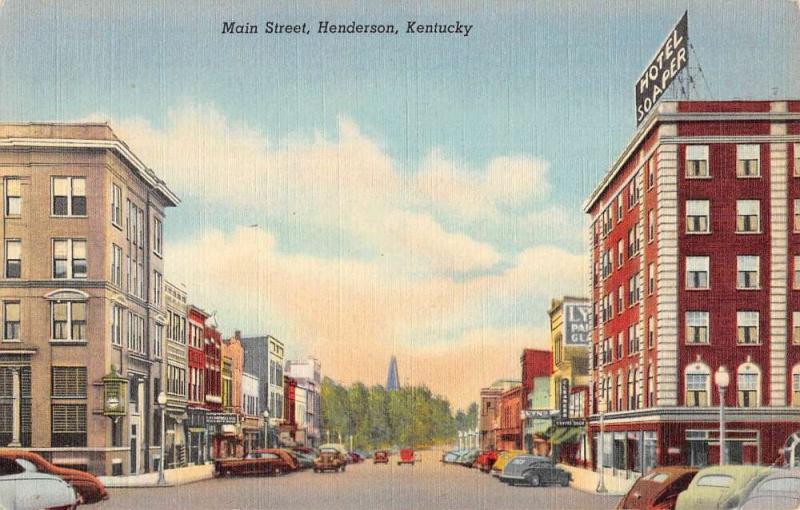 Henderson Kentucky Main Street Scene Historic Bldgs Antique Postcard K80874