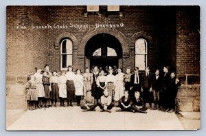 J89/ Dresden Ohio RPPC Postcard c1910 7th Grade School Students Leiter 343