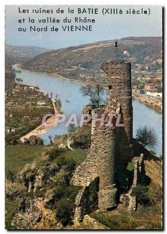 Postcard Modern Ruins of Batie and the valley of the Rhone to the north of Vi...