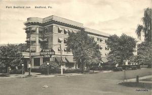 1937 BEDFORD PA Fort Bedford Inn roadside Albertype postcard 2137 Lincoln Hwy