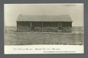 Meade KANSAS RPPC '20 SOD HOUSE Soddy Pioneer Settler Farm nr Liberal Dodge City