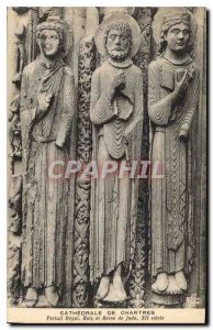 Postcard Old Cathedral of Chartres Royal Portal Kings and Queen of Judah XII ...