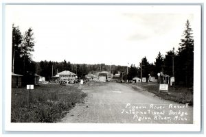 Pigeon River MN RPPC Photo Postcard Pigeon River Resort International Bridge