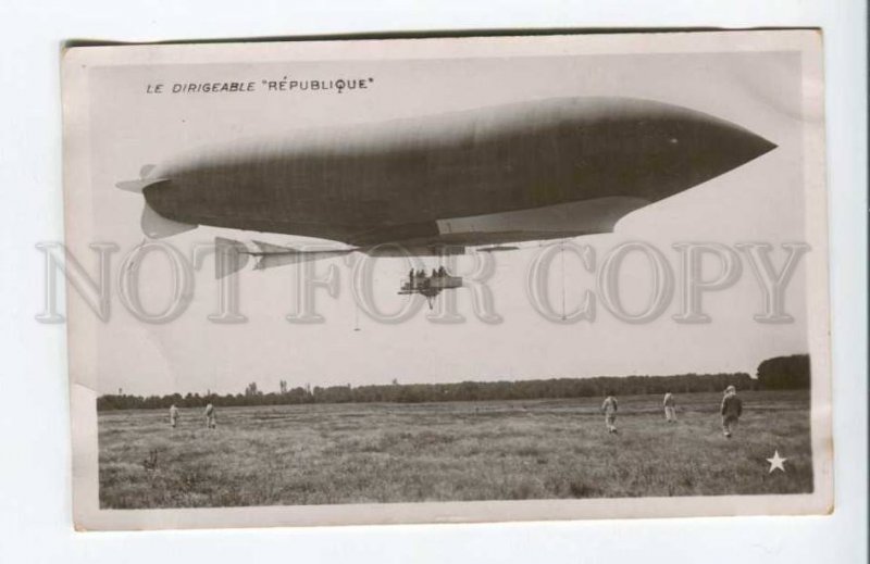 424525 FRANCE AVIATION history Airship dirigible Republic Vintage photo postcard