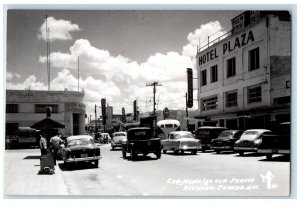 Reynosa Mexico Bank Hotel Plaza Cars RPPC Photo Unposted Vintage Postcard 