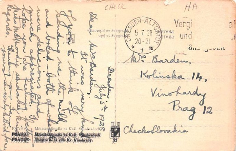 Praha Czechoslovakia, Ceskoslovenske, Ceske Obce Sokolske 1928 Missing Stamp 