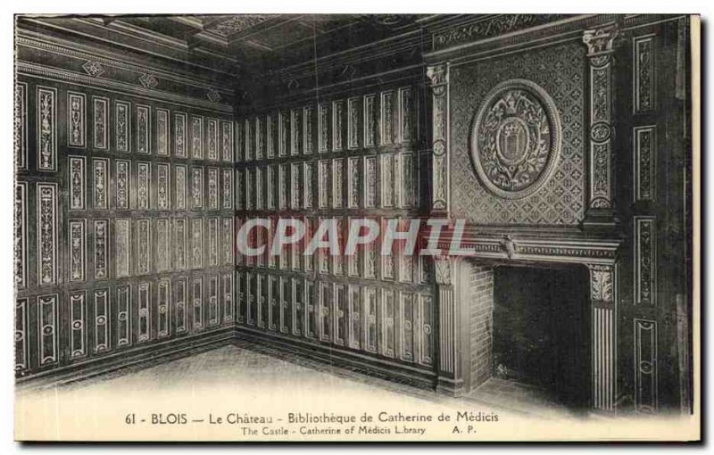 Old Postcard The Chateau Blois Catherine de Medici Library