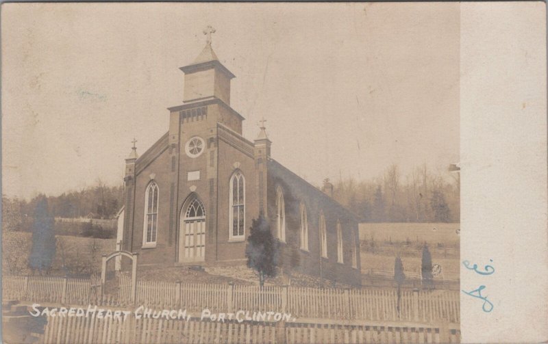 RPPC Postcard Sacred Heart Church Port Clinton PA 1907