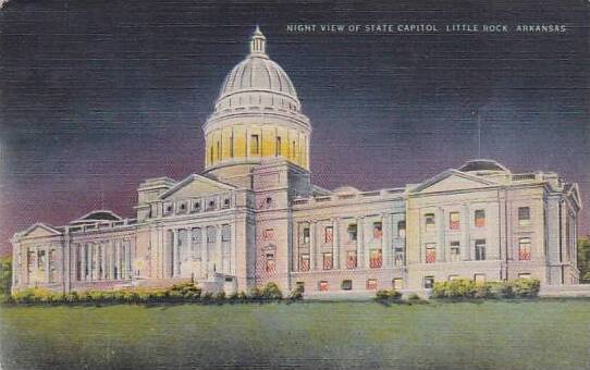 Arkansas Little Rock Night View Of State Capitol 1945