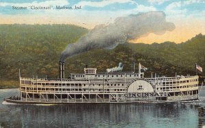 MADISON INDIANA~STEAMER SHIP CINCINNATI~1927 A C HILLABOLD PUBLISHED POSTCARD