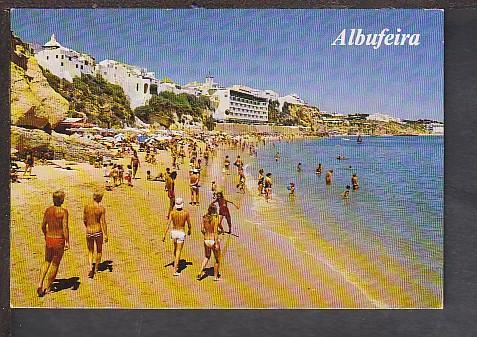 Beach Scene Albuferia Algrave Portugal Postcard BIN