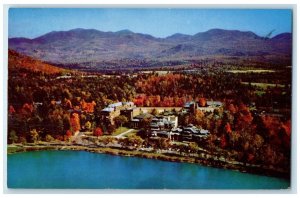 1964 Aerial View Lake Placid Club Autumn Season Adirondack Mountains NY Postcard 