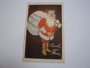 Santa Claus Antique Christmas Postcard Ullman 1739 Health Wealth Happiness