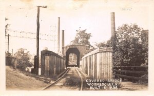 Woonsocket Rhode Island Covered Bridge, Real Photo Vintage Postcard U10110