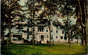 Postcard MA Berkshire County Pittsfield Country Club Buggy ~1910 S22
