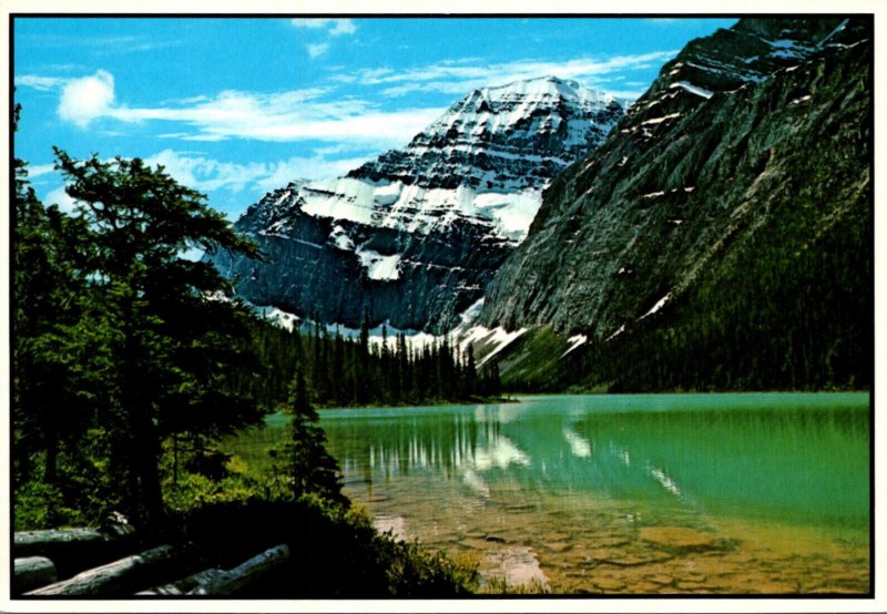 Canada Jasper National Park Mount Edith Cavell With Cavell Lake In Foreground