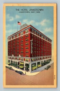 Jamestown, Bird's Eye, Historic Hotel Jamestown, Shops, Linen New York Postcard 