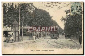 Old Postcard Tram Lyon during Morand Byrrh