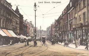 Vintage Postcard 1910's Lords Street Central Shopping District Liverpool England