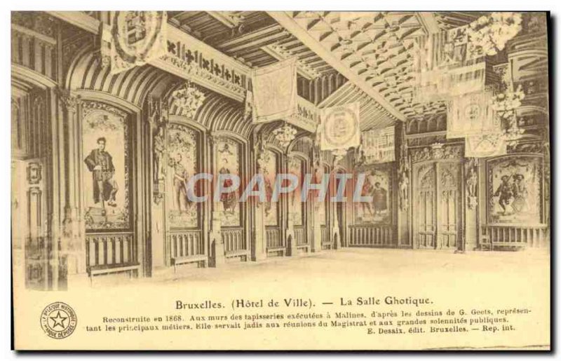 Brussels Old Postcard La Salle ghotique Gothic Room