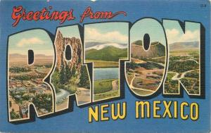 Large Letters Multi View 1947 Raton New Mexico Teich Southwest linen 993