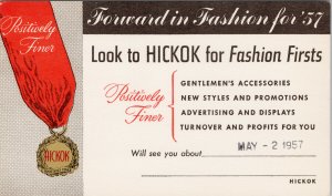 Hickok Positively Finer Fashion 1957 Advertising Postal Card Postcard G66