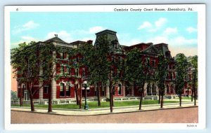 EBENSBURG, Pennsylvania PA ~ CAMBRIA COUNTY COURT HOUSE c1930s Linen Postcard