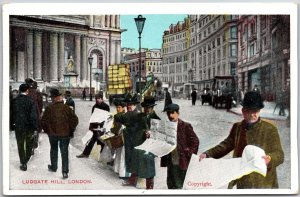 Ludgate Hill London England Main Street & Building Structure Postcard