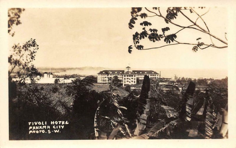 RPPC TIVOLI HOTEL Panama City, Panama Photo S-W c1910s Vintage Postcard