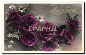 Old Postcard Fantasy Flowers Roses Happy new year