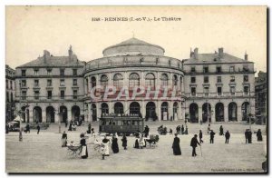 Postcard Old Tram Train Rennes on theater Nannies