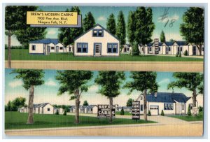 Brew's Modern Cabins Niagara Falls New York NY, Dual View Vintage Postcard 