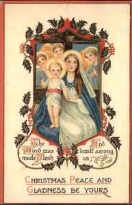 Tuck Christmas Child Angels Baby Jesus Mother Mary c1910 Vintage Postcard
