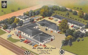 Rex Plaza Hotel Court Motel US 45 78 Tupleo Mississippi linen postcard