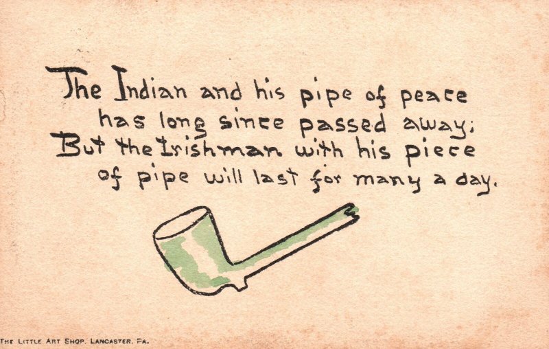 ?Vintage Postcard 1911 Indian Irishman And Their Pipe of Peace by Li'l Art Shop