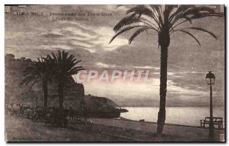 Old Postcard Nice Promenade des Was United sunrise