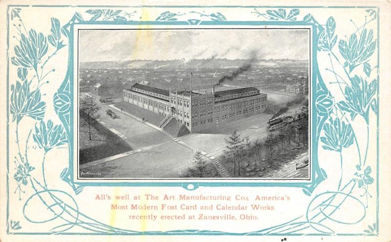 F27/ Zanesville Ohio Postcard Art Postcard Factory Deltiology Calendars