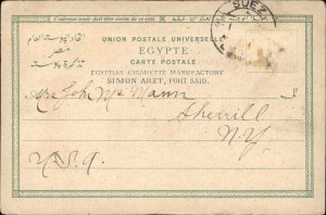 Port Said Egypot General Vue Ships Harbor Nice Lithograph c1905 Postcard