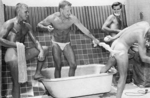 HORSEPLAY Snap-A-Shot Cards Vintage Male Gay Interests Bathroom Fun Postcard 4x6