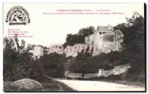 Old Postcard Coucy the Castle Ramparts