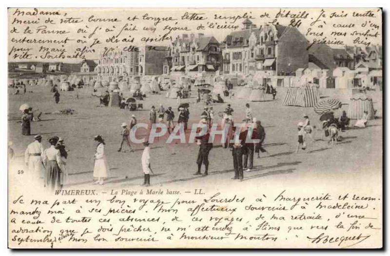 Wimereux - The Beach at low tide - Old Postcard